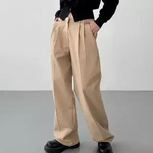 여성 로우라이즈 맥시 핀턱 와이드 코튼 바지