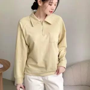 하프집업 라글란 무지 카라맨투맨 연노랑 긴팔면티