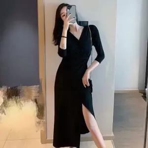 휴양지 앞트임 브이넥 롱 랩 원피스 바캉스 하객 여성 롱원피스 여름원피스 상견례원피스