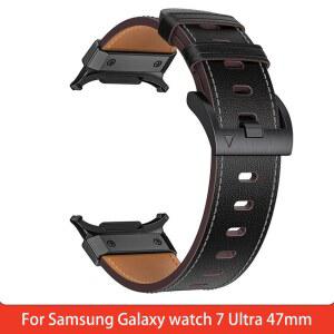 삼성 갤럭시 워치 7 울트라 47mm용 크레이지 호스 텍스처 가죽 시계줄, 정품 손목밴드 스트랩 워치7