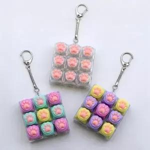 고양이발 키캡 LED 키보드 클리커 키링 9구