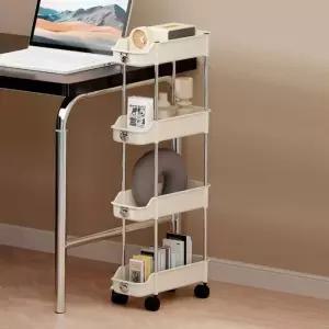 이동 플라스틱 4단 핸드카트 트롤리 틈새수납장 수납