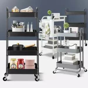 바퀴 웨건 이동식 국민 3단 트롤리 주방 미용선반 틈새수납카트 철제 기저귀