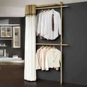 커튼 일체형 2단 시스템 행거 원룸 작은방 파이프 옷걸이 행거