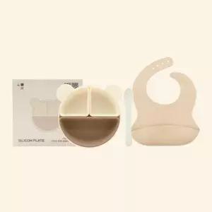 허밍베베 실리콘 이유식 얌얌 스탠다드 곰돌이 유아 식판 세트