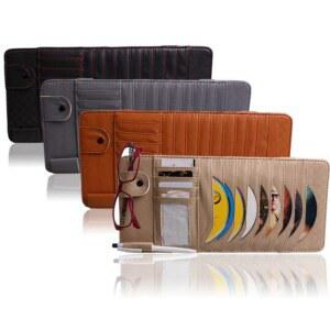 차량용 CD DVD 거치대 디스크 PU 가죽 보관 케이스, 선글라스 카드 정리함, 선바이저 햇빛가리개 슬리브 지갑 클립 보관 가방