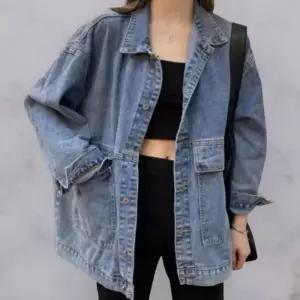 여성 일상용 루즈핏 빈티지 오버사이즈 청자켓