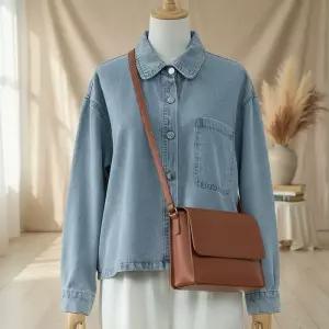 여성 루즈핏 데일리 면혼방 데님 자켓