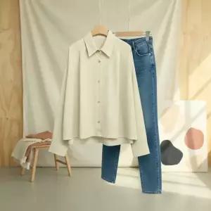 [다잇템] 여성 클래식 폴리 봄여름 남방 롱슬리브 간절기용