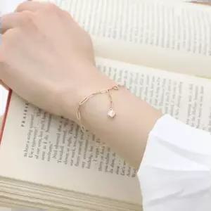 14K GOLD 로즈골드 하트 펜던트 클립 체인 금 팔찌