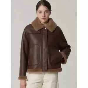 [르오트(LeOT)] 양모100 에비뉴 보머 레더 무스탕 (택가격: 318000원)