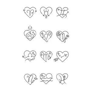 타투 스티커 스티커문신 하트 타입 타투스티커 12종-WFIQDUF