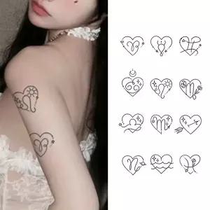 패션타투 스티커 헤나 꽃 나비 스티커문신 하트 타입 타투스티커 12종-WFIQDUG