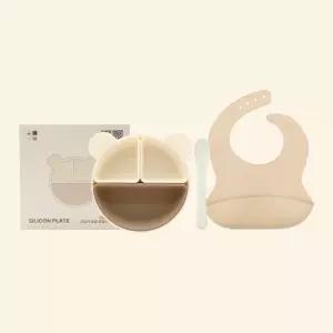 허밍베베 실리콘 이유식 얌얌 곰돌이 스탠다드 유아 식판 세트