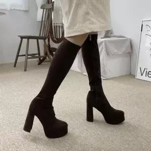 청키 플랫폼 여성 세련된 하이힐 롱부츠 트렌디 5FW WFK3BQA