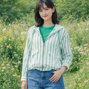 올리브그린 G29 프렌치 린넨 블랜디드 스트라이프 후드자켓 1종