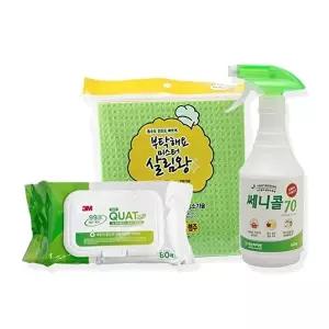고품질 주방 냉장고 청소 정리 용품 위생 선물세트 쎄니콜 살균티슈 행주 개인위생용품 WFIST0B