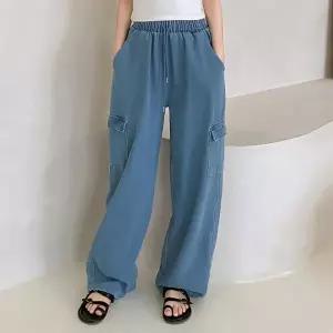 여성 밴딩 와이드 데님 카고 팬츠 청바지 -WPN0576- 봄 여름