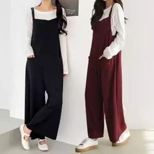 여성 무지 끈 나시 점프수트 멜빵바지 점프슈트 -WJS0003- 봄 여름