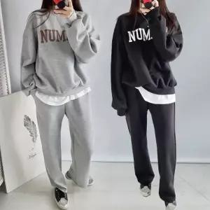 여성 나염 면 맨투맨 티셔츠 일자 밴딩 바지 트레이닝 세트 츄리닝 투피스 셋업 -WPST0244- 봄 가을