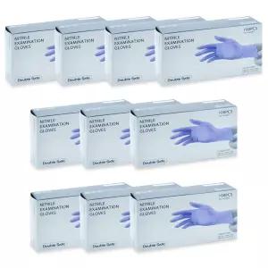 가주 더블세이프 니트릴 글러브 S/M/L 100매입 X 10개 파우더프리 일회용 진료용 위생장갑 수술 조리