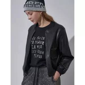 [하프클럽/르니앤맥코이]페이크 레더 시보리 블루종 집업 점퍼 MM04JP001HJY