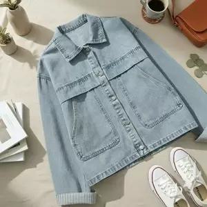 [옷자락]여성 루즈핏 데님 자켓 포켓포인트 간절기용 면혼방