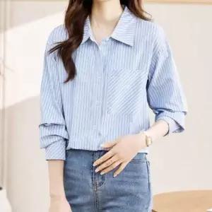 [하프클럽/]여성 빅카라 데일리 패턴 스트라이프 데일리룩 셔츠