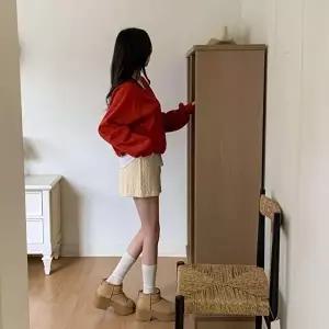 [옷자락]여성 가을 겨울 꽈배기 니트 반바지 스트링