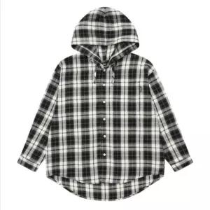 HC04 주니어 체크후드셔츠 봄 남여공용 박시핏 체크후드셔츠 26s5331