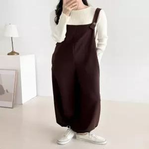 단추 포인트 조거 점프슈트