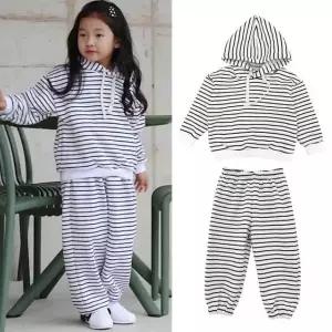 겨울 상하 후드 기모 키즈 활동 세트 유아 트레이닝