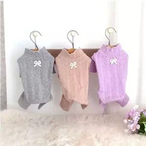 강아지 반려동물 하트 리본 올인원 목티 패션 티셔츠