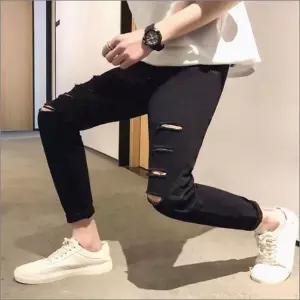 데일리 청바지 슬림핏 블랙데님 스키니진 찢청 남자