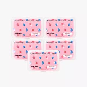 에이카랩스 복숭아향 어린이 유아 손잡이 치간 치실 50개입 5통 휴대용 코뿔소