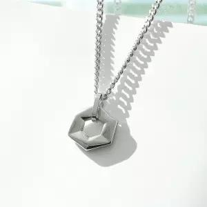 [벨가] 써지컬스틸 다이아 입체 육각 펜던트 목걸이