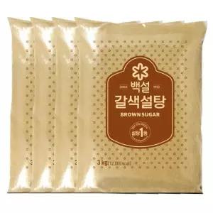 백설 갈색 설탕 흑설탕 베이킹 요리 대용량 3kg 4봉 백설 갈색 설탕 3kg 4봉