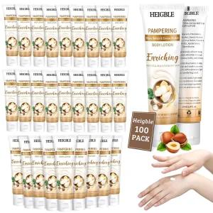 헤이글 100팩 여행용 사이즈 바디 로션 시어 버터 코코아 크림 1온스 드라이 스킨 모이스처라이저 플립 캡