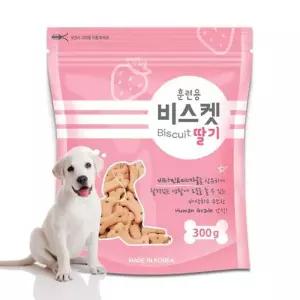 강아지 간식 비스켓 딸기맛 훈련용 오븐에 구운 300g