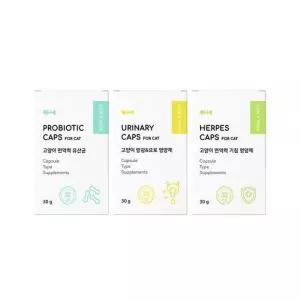 본아페티 고양이 유산균 구강 관리 60정 + 방광요로 유리나리캡스 + 허피스캡스