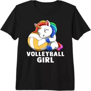 배구 걸 레인보우 유니콘 프리미엄 트리블트 티셔츠