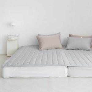 아망떼 패밀리 침대패드 고밀도 순면 이음선없는 누빔패드 고정밴드 대형