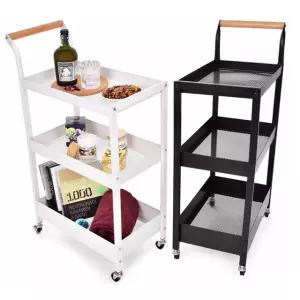 이동식 3단 트롤리 틈새 선반 철제 트롤리 수납함 다용도 카트