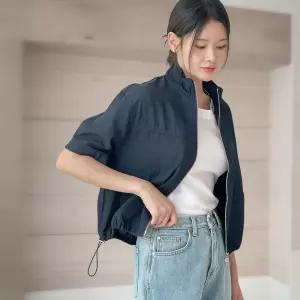 여성 여름 자켓 반목 스트링 투웨이 집업 반팔 점퍼