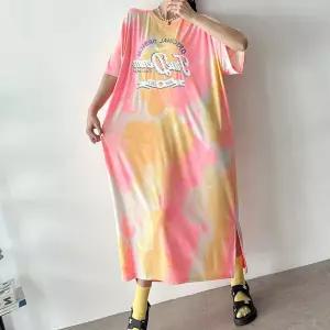 여자 여름 바캉스룩 타이다이 프린팅 박시핏 롱원피스