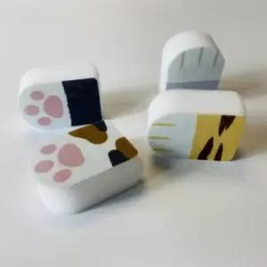 고양이 발 모양 스펀지 매직 클리닝 4p 매직스펀지 멜라민폼 매직크리너 매직스폰지