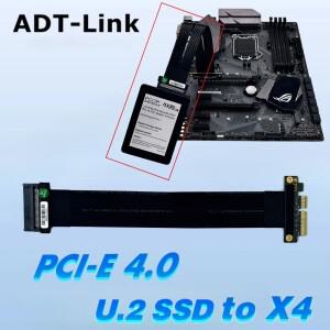 ADT U.2 인터페이스 to PCI-E 4.0 x4 SFF-8639 NVMe Pcie SSD 확장 어댑터 케이블 PCIe 4x 라이저