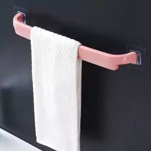 무타공수건걸이 부착형 화장실 타올걸이 핑크 욕실용품 욕실악세사리
