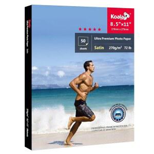 코알라 울트라 프리미엄 사진 용지 8.5 x 11 잉크젯 프린터용 새틴 방수 세미 글로스 50매 72파운드
