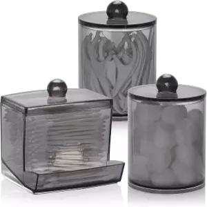 Tbestmax 3팩 큐팁 디스펜서 욕실 용기 10/12온스 큰 면봉 홀더 보관용 약병 정리함 둥근 패드 치실 추천 -